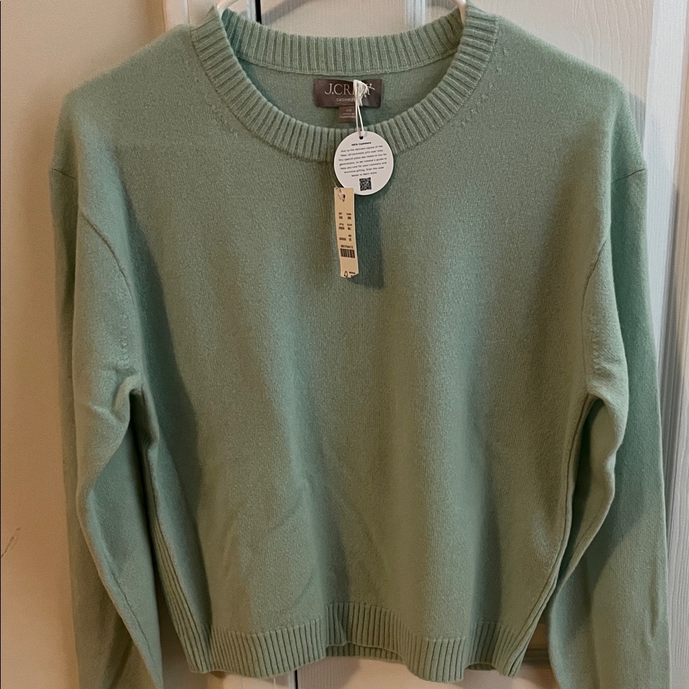 J. Crew Women's Mint Green Crew Neck Sweater 100% cashmere!